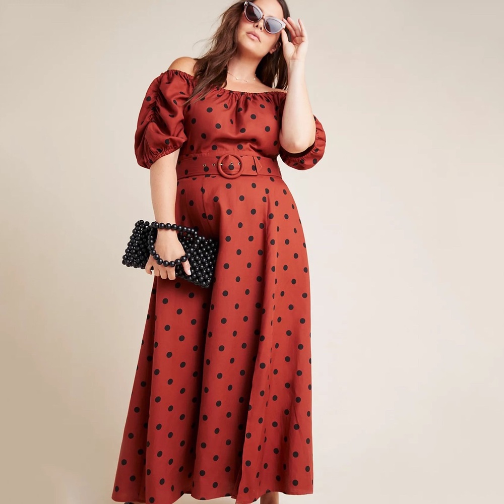Anthropologie Lucienne Polka Dot Maxi Dress Petite - Picture 10 of 11